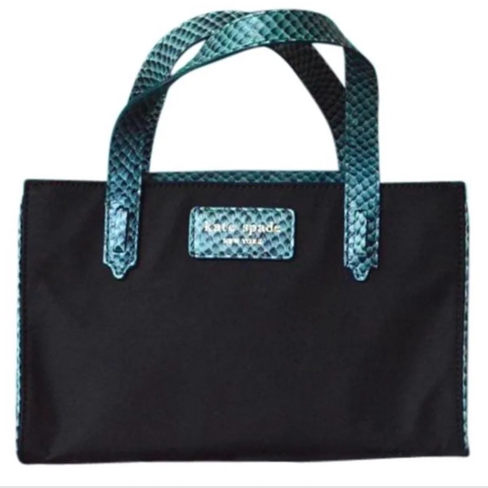 Kate Spade Black mini Tote with Teal Accents
